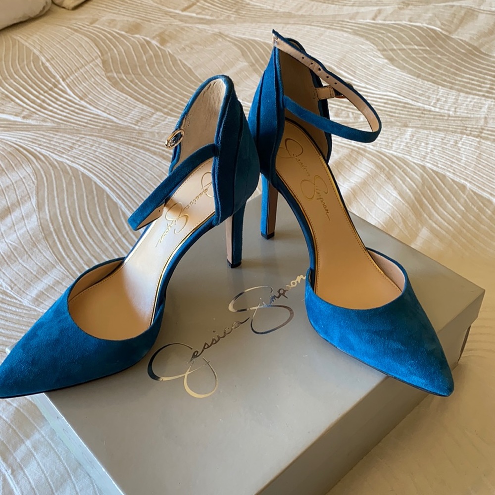 Beautiful Blue Suede High Heels